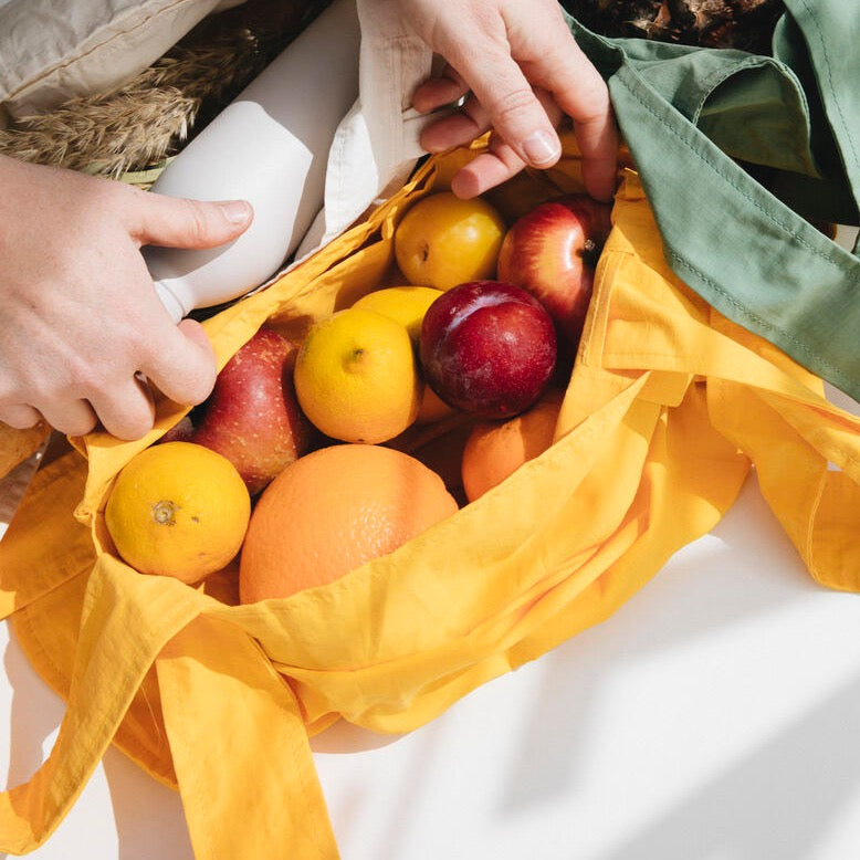 fruit filled reusable tote bag