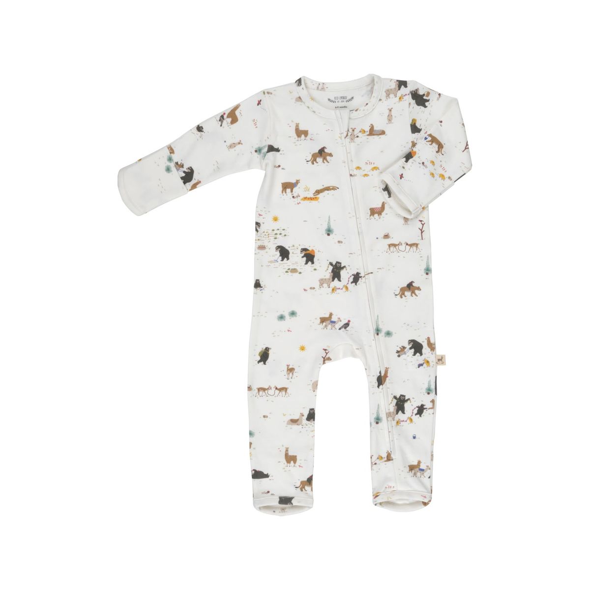 Baby onesie with animal pattern on a white background