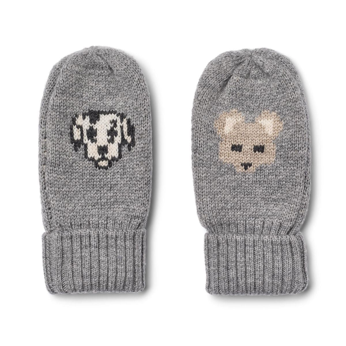 Jacquard Mittens Dog and Bear