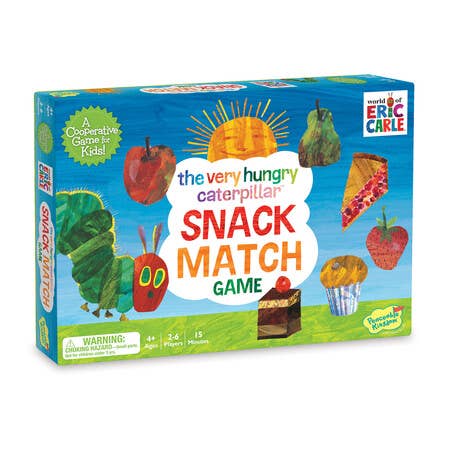 The Very Hungry Caterpillar snack match game box on a white background