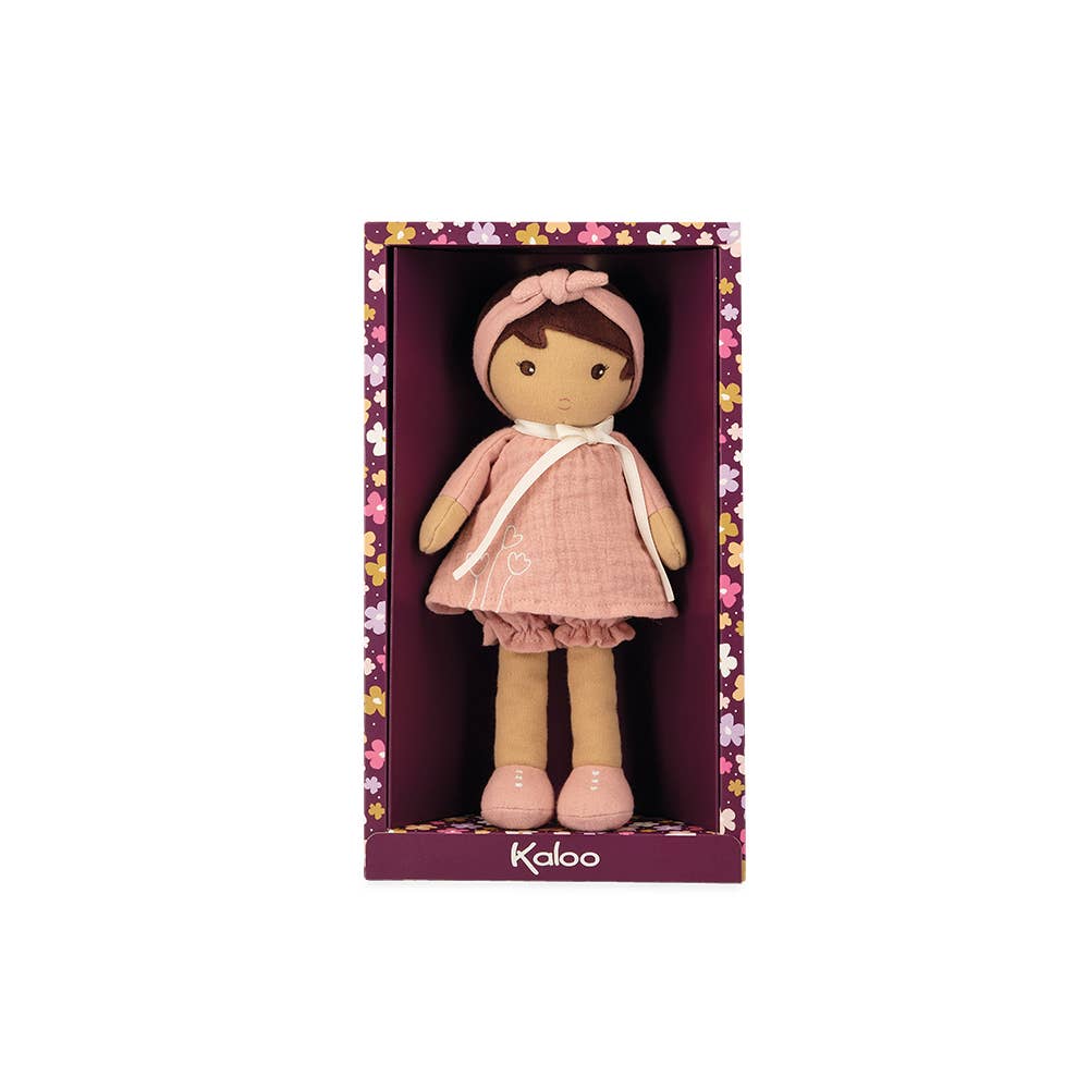 Plush doll in a decorative box with 'Kaloo' branding on a white background