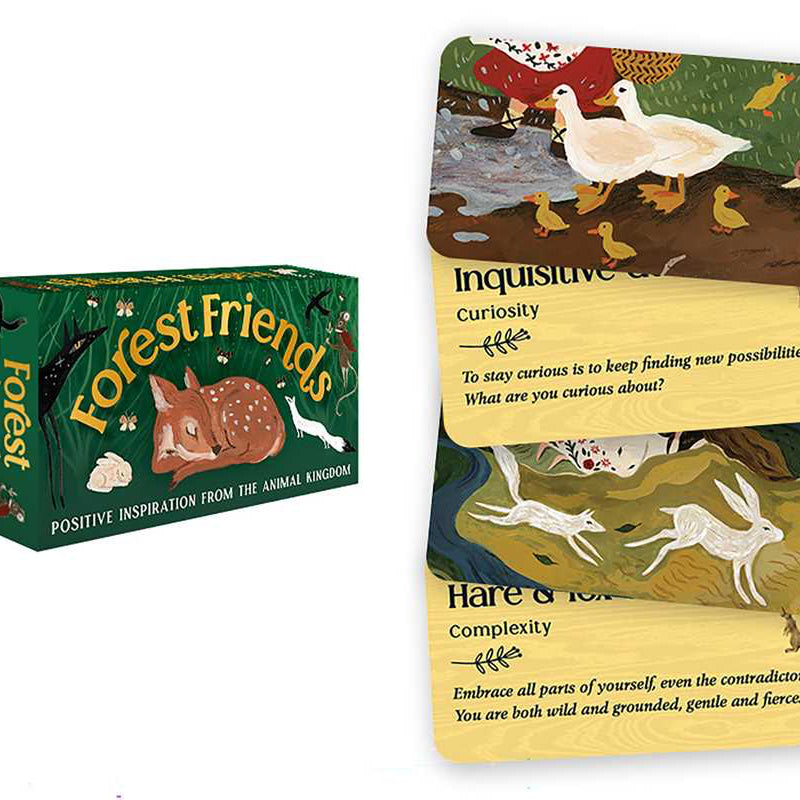 Card  packaging with illustrations of animals and text on a white background