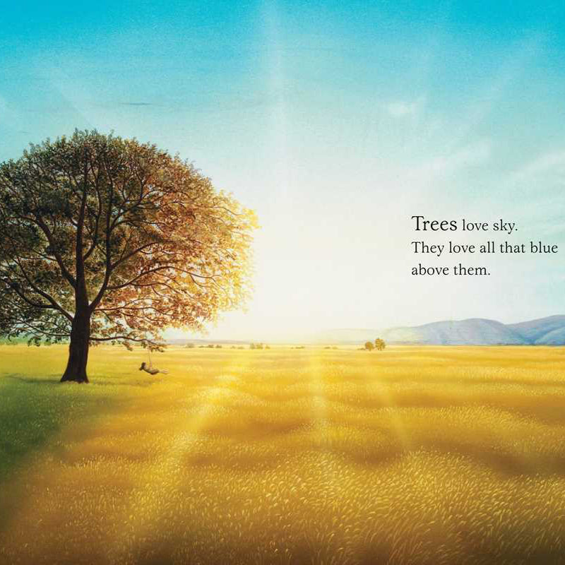 Illustration of a large tree with the word 'Trees' in gold text.