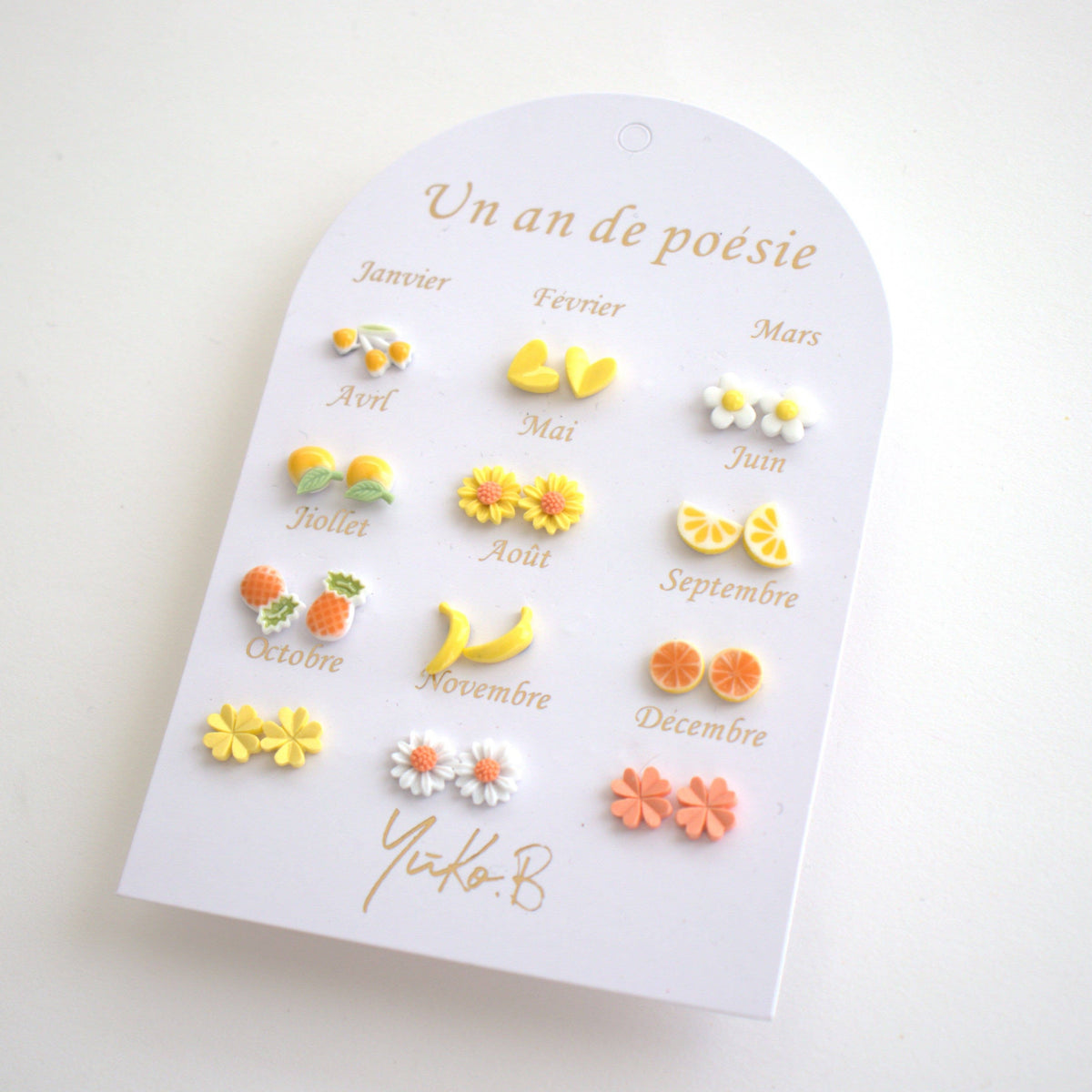 12 pairs of Yellow Themed Earrings