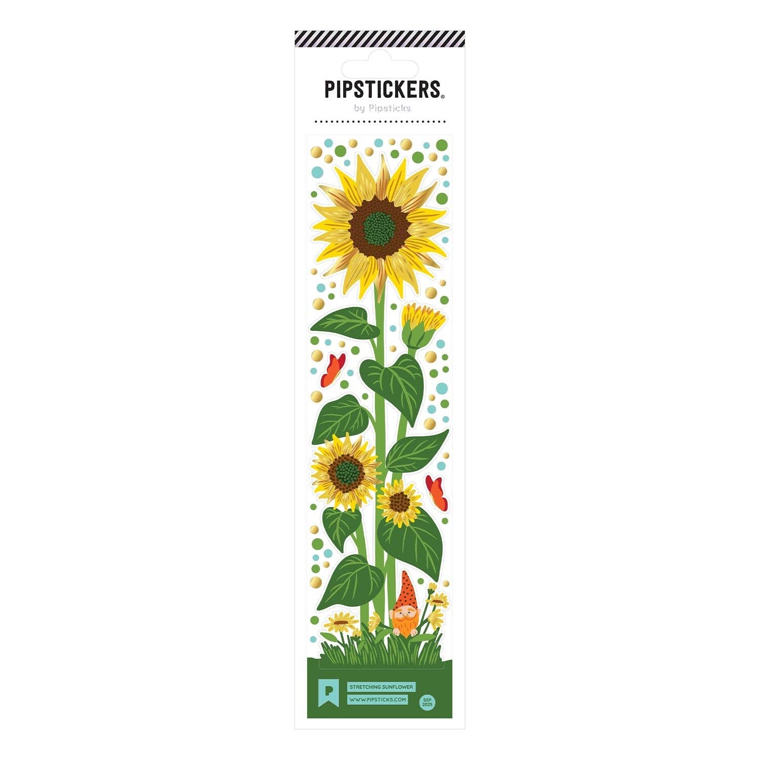 Packaging of PipStickers with sunflower design on a white background