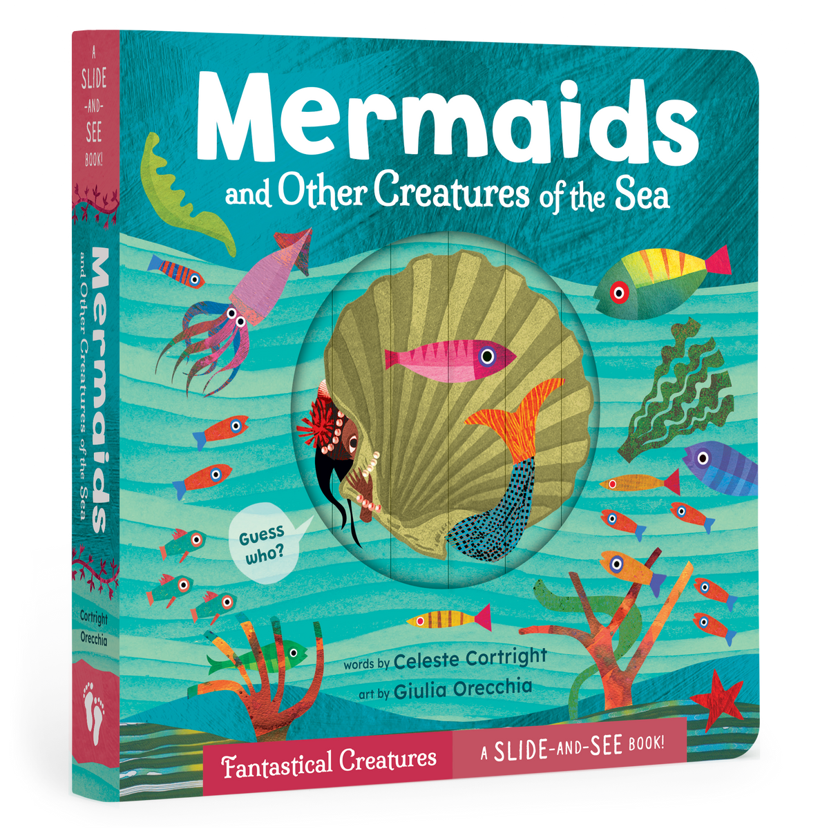 Book cover of 'Mermaids and Other Creatures of the Sea' with colorful illustrations of sea creatures.