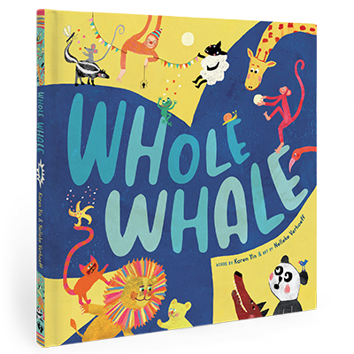 Book cover of 'Whole Whale' with colorful illustrations of animals on a blue and yellow background