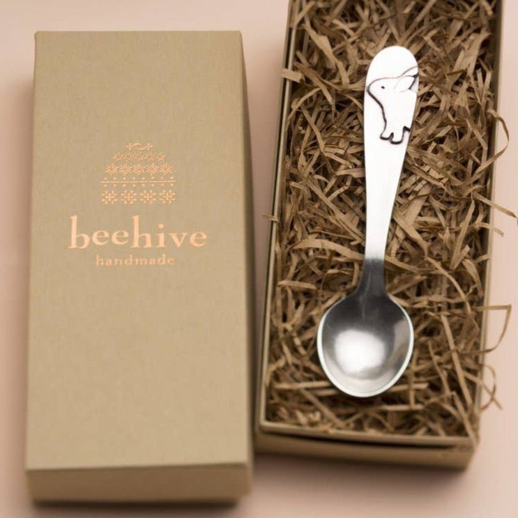 pewter bunny spoon in gift box