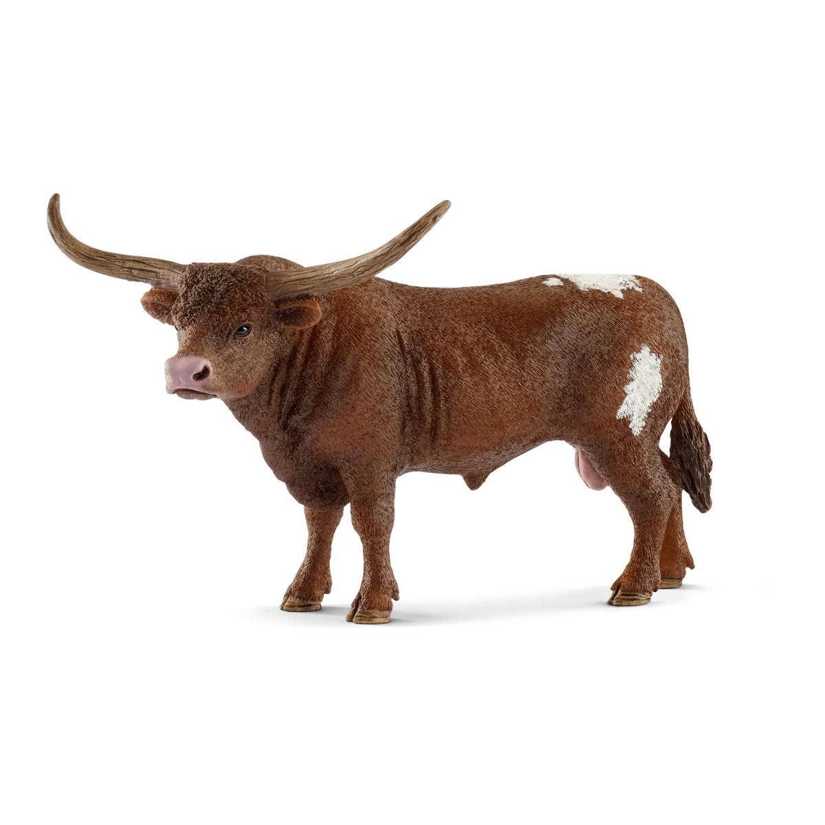Model of a longhorn bull on a white background