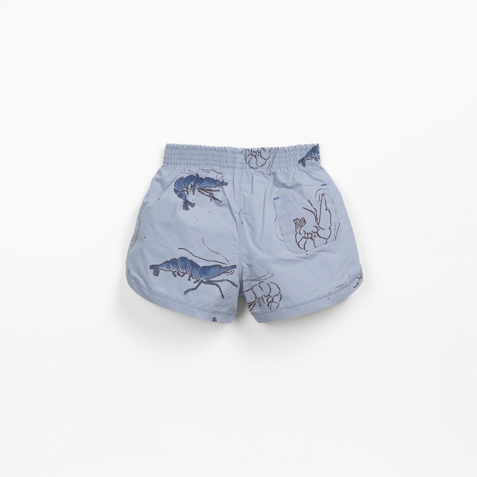 Children's swimsuit shorts with a prawn print