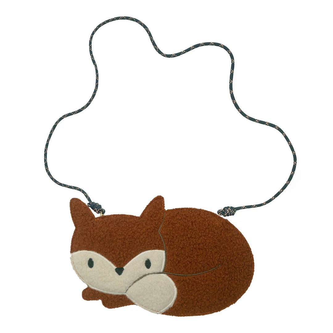 Plush fox purse with a string on a white background