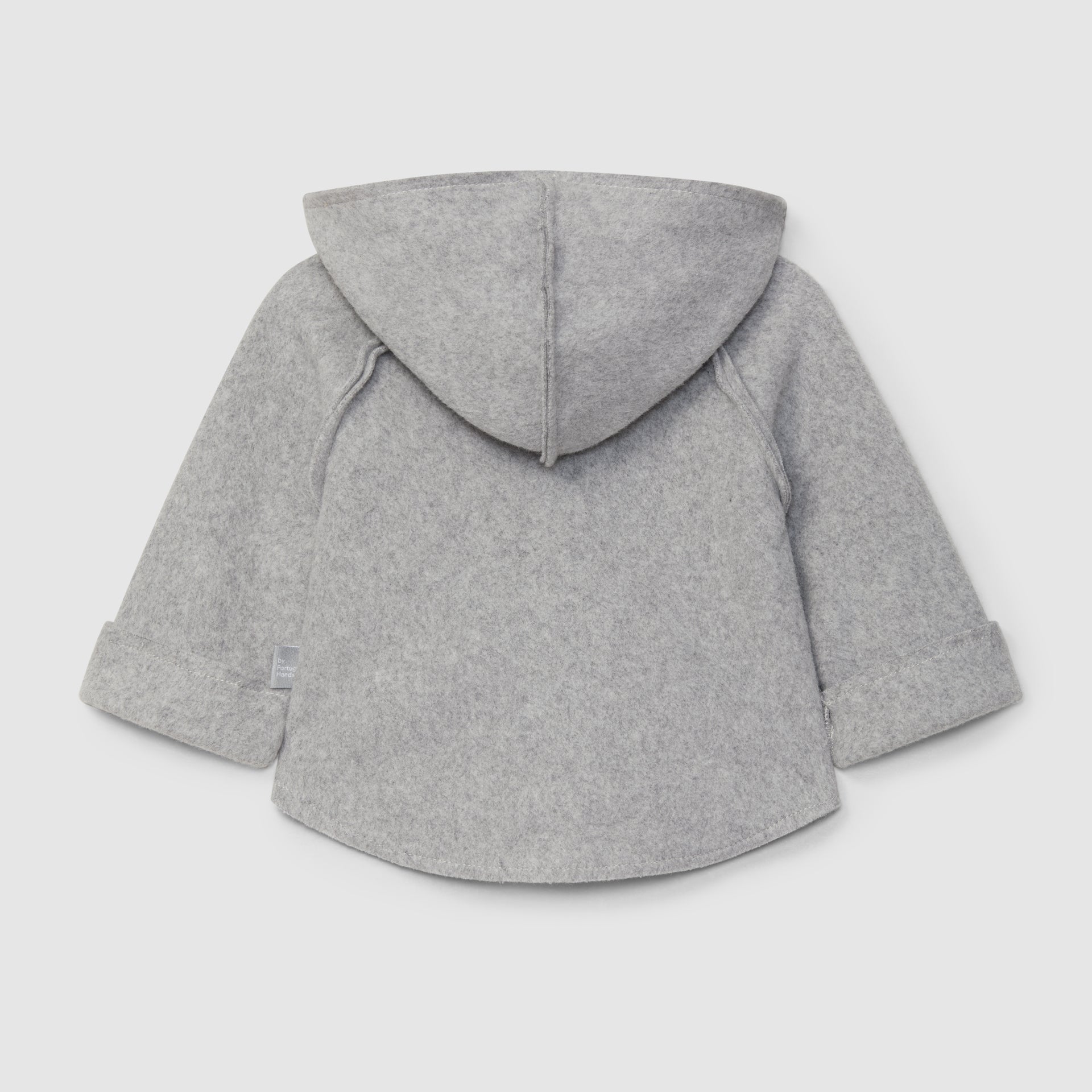 Gray hooded coat with buttons on a light gray background