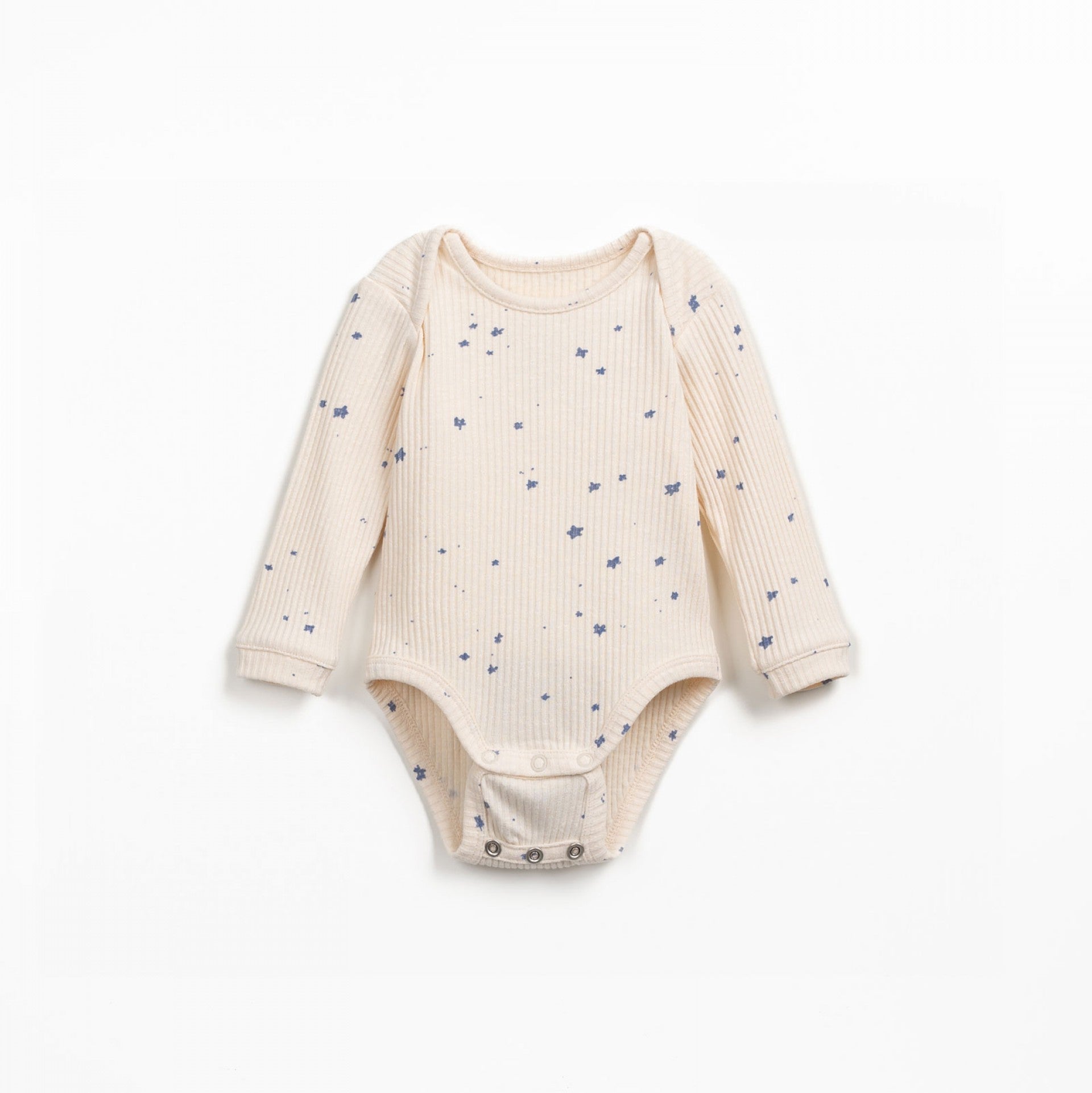 Baby bodysuit with long sleeves on a white background