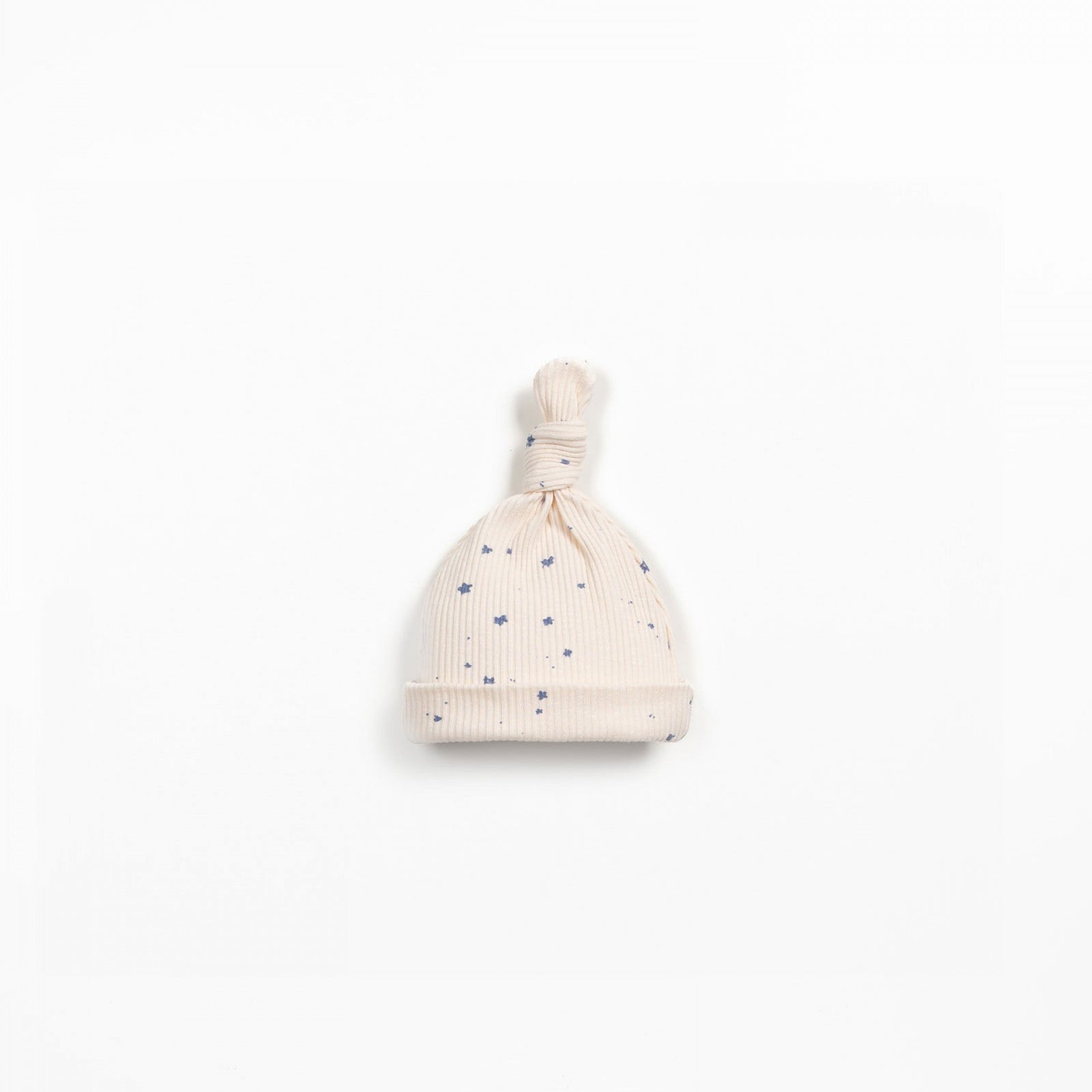 Baby hat with blueberry print on a white background