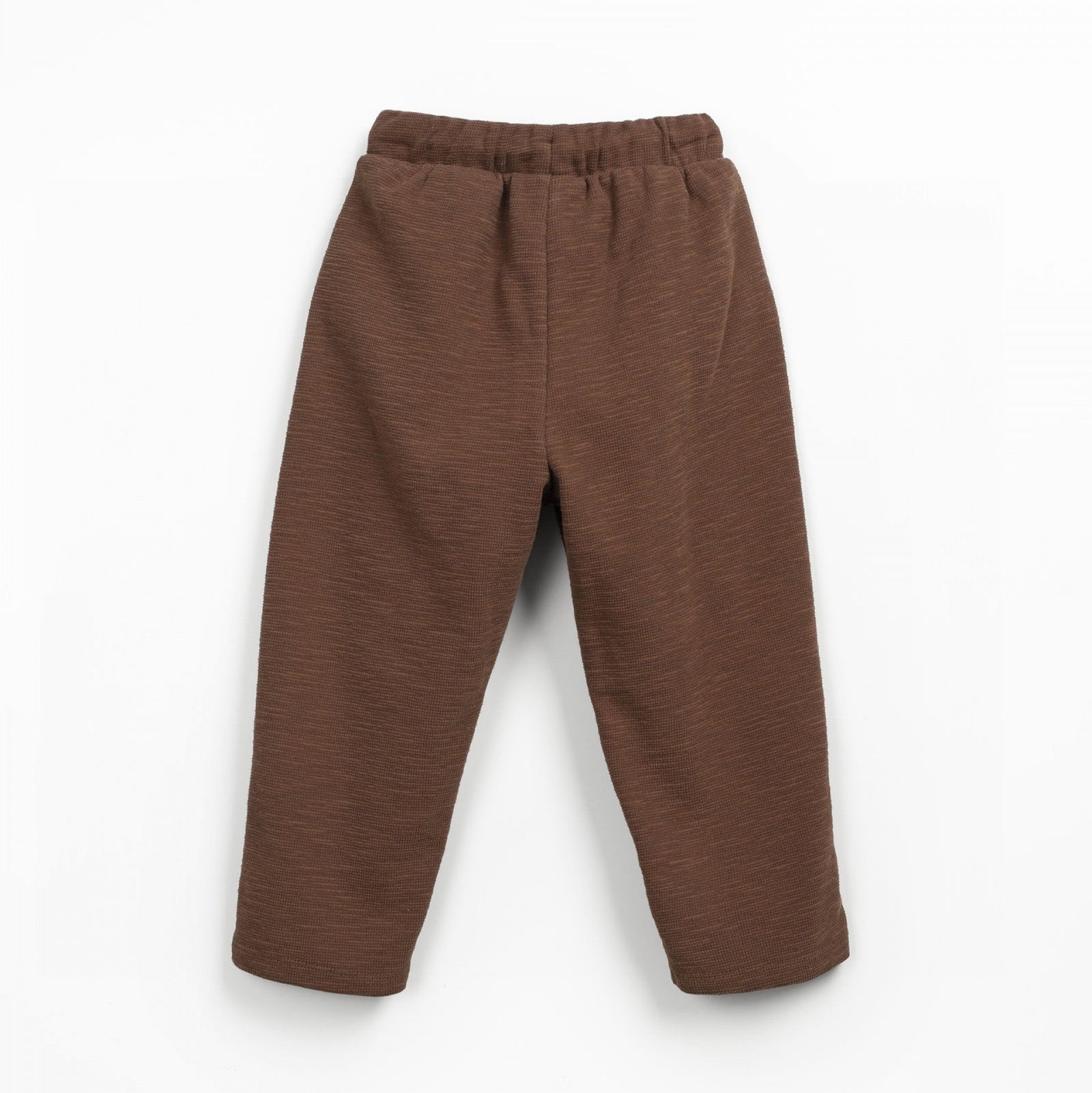 brown knit pants with drawstring on white background