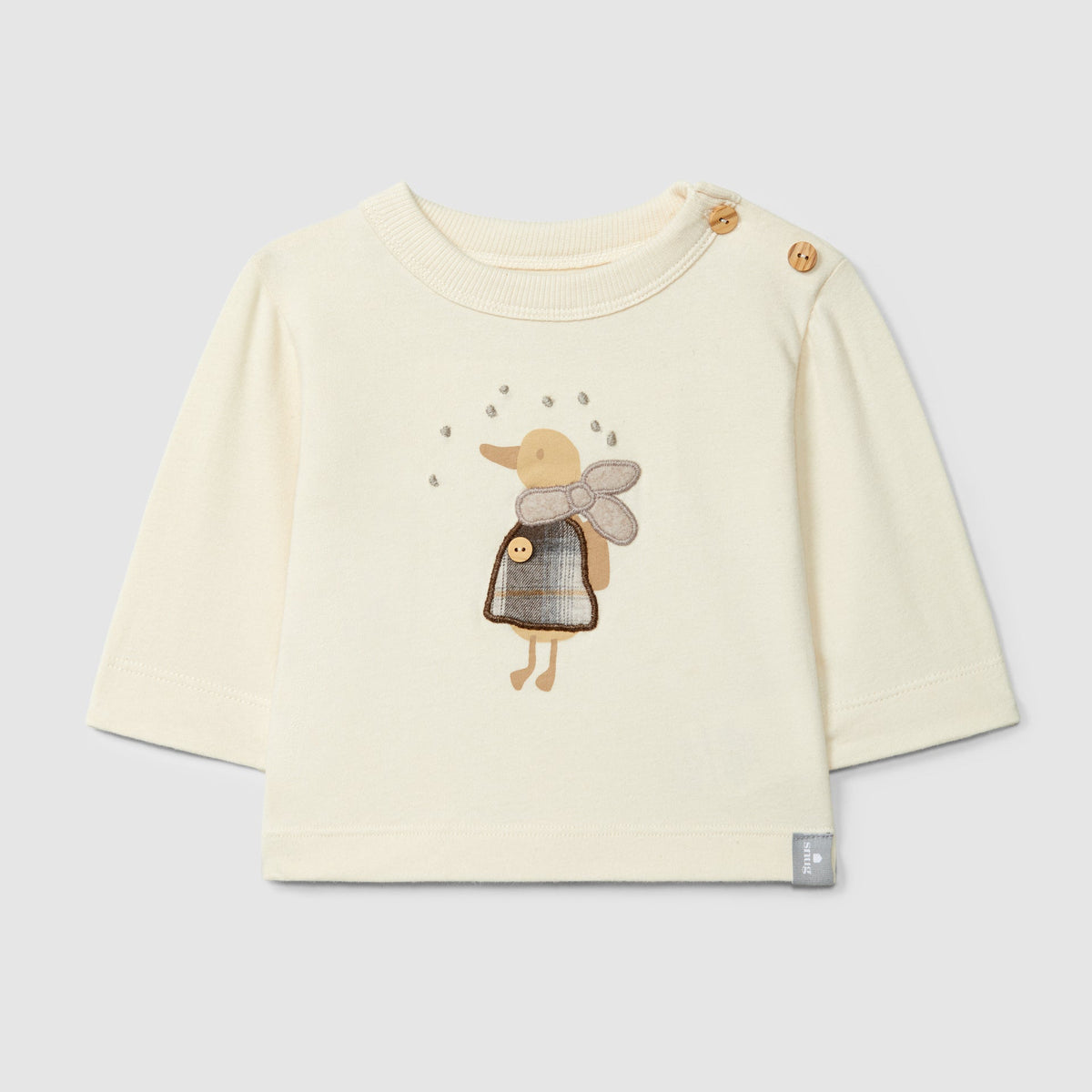 Printed longsleeve with fabric appliqué