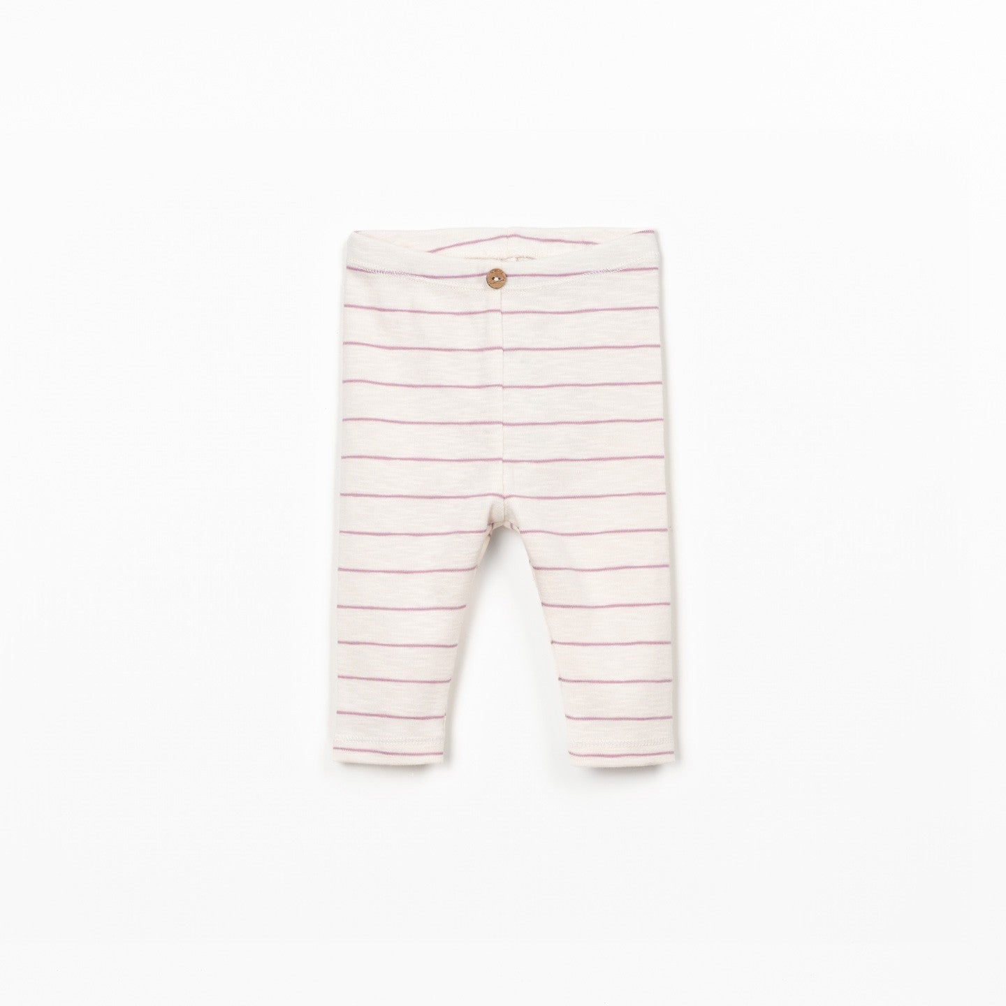 Striped baby leggings on a white background