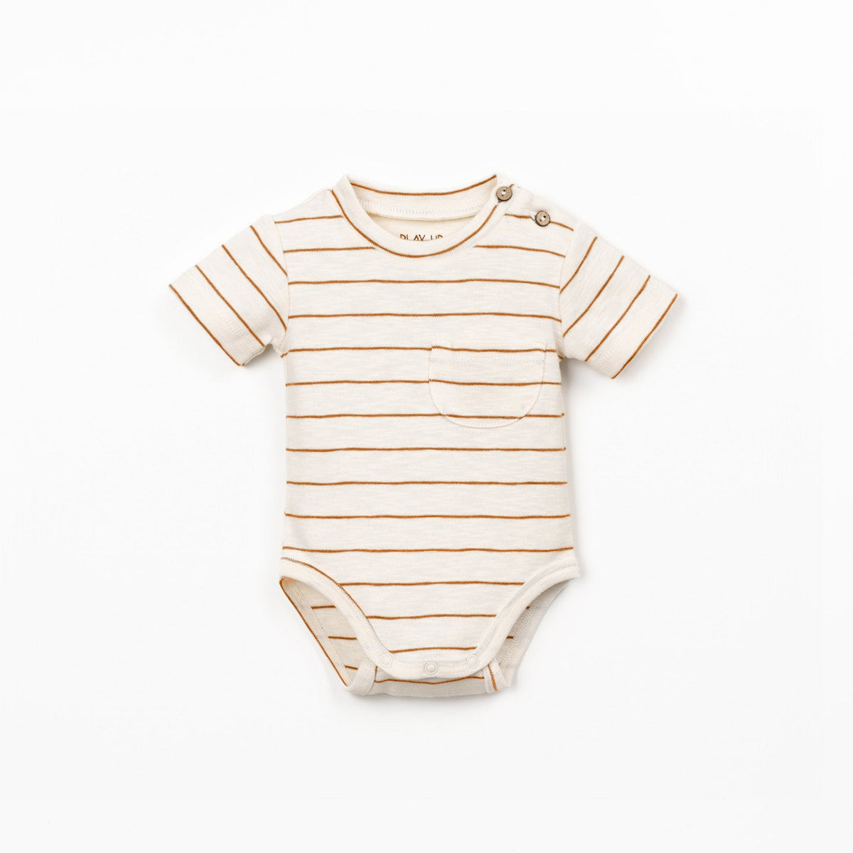 Striped baby onesie on a white background