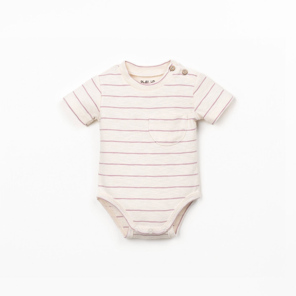 Striped baby bodysuit on a white background