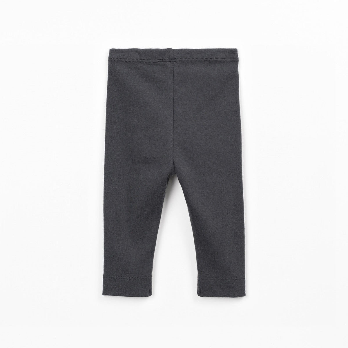 A pair of dark gray children's leggings shown flat against a clean white background.