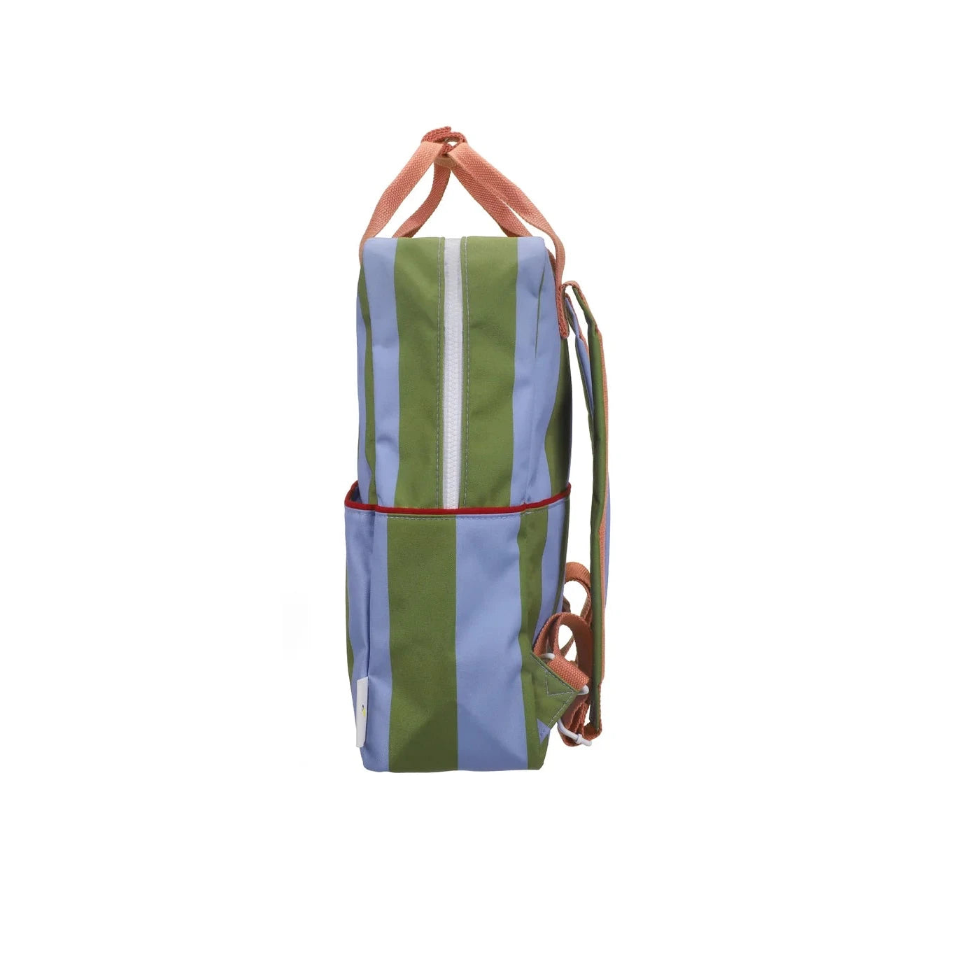 Striped bag with green and blue pattern on a white background