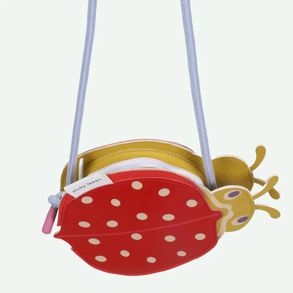 Children's ladybug bag on a white background