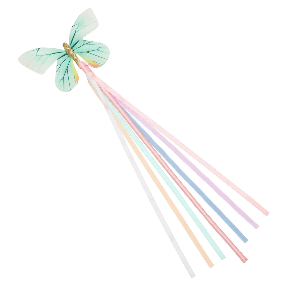 Colorful wand with a butterfly head on a white background