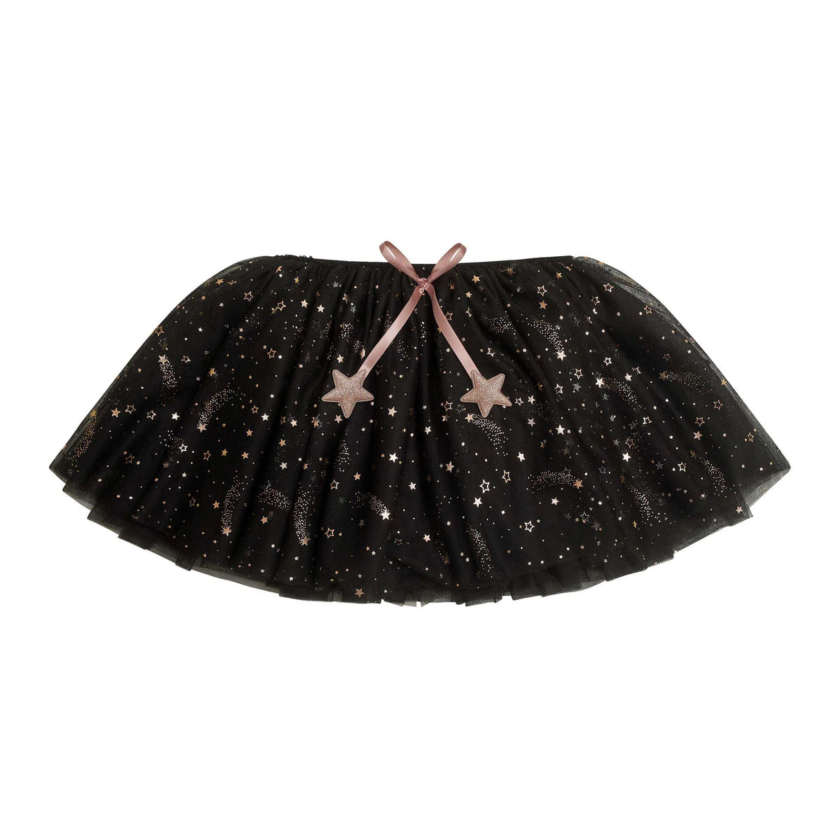 Black tutu skirt with star patterns on a white background