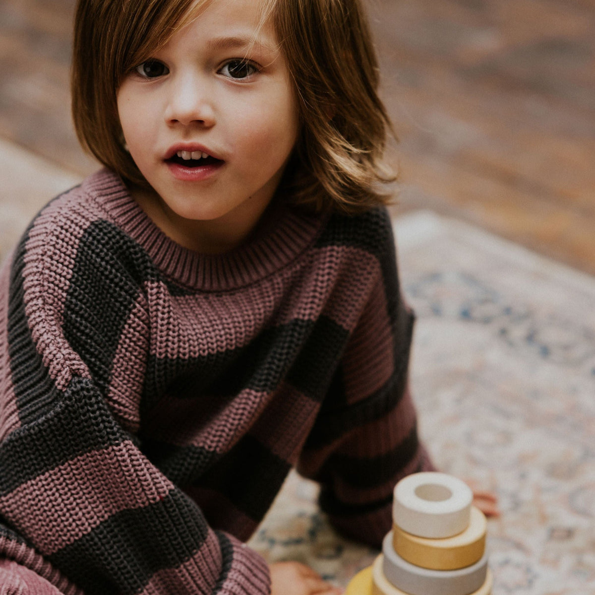 Knitted Striped Sweater Heather