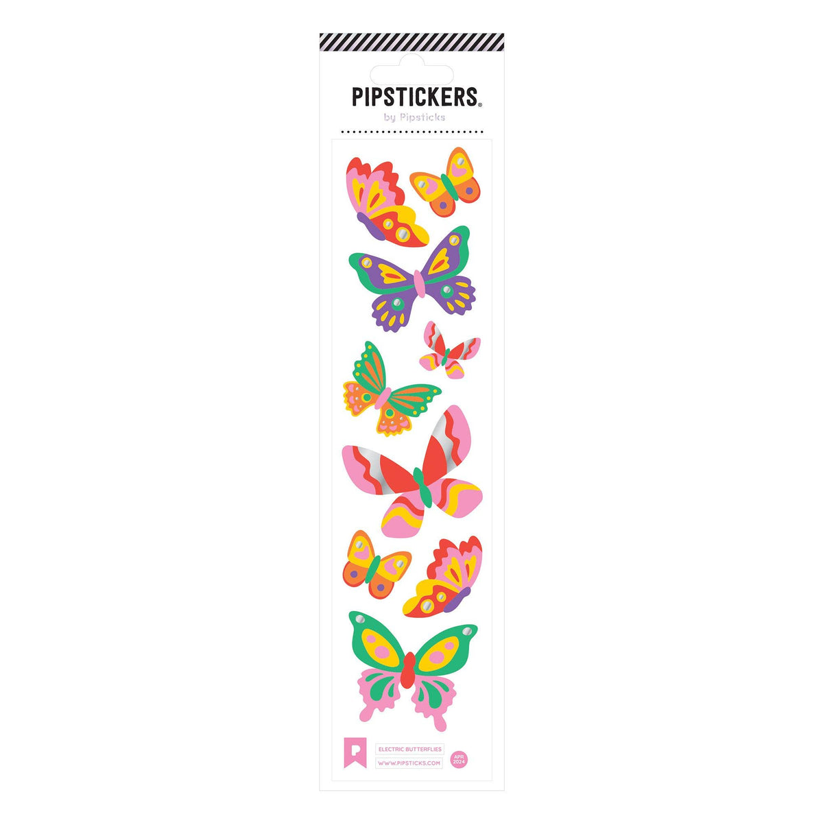 Pack of colorful butterfly stickers by PipStickers on a white background