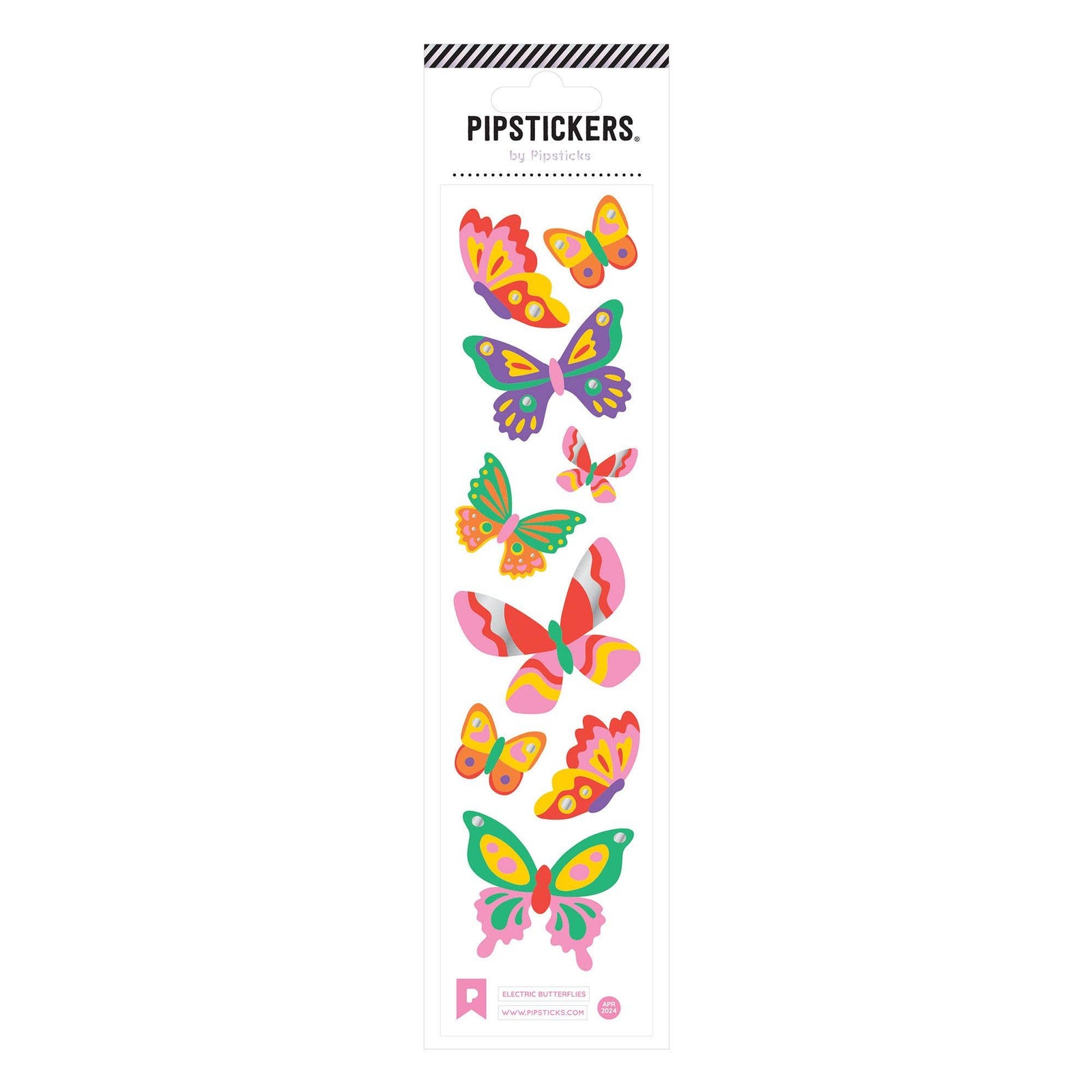 Pack of colorful butterfly stickers by PipStickers on a white background