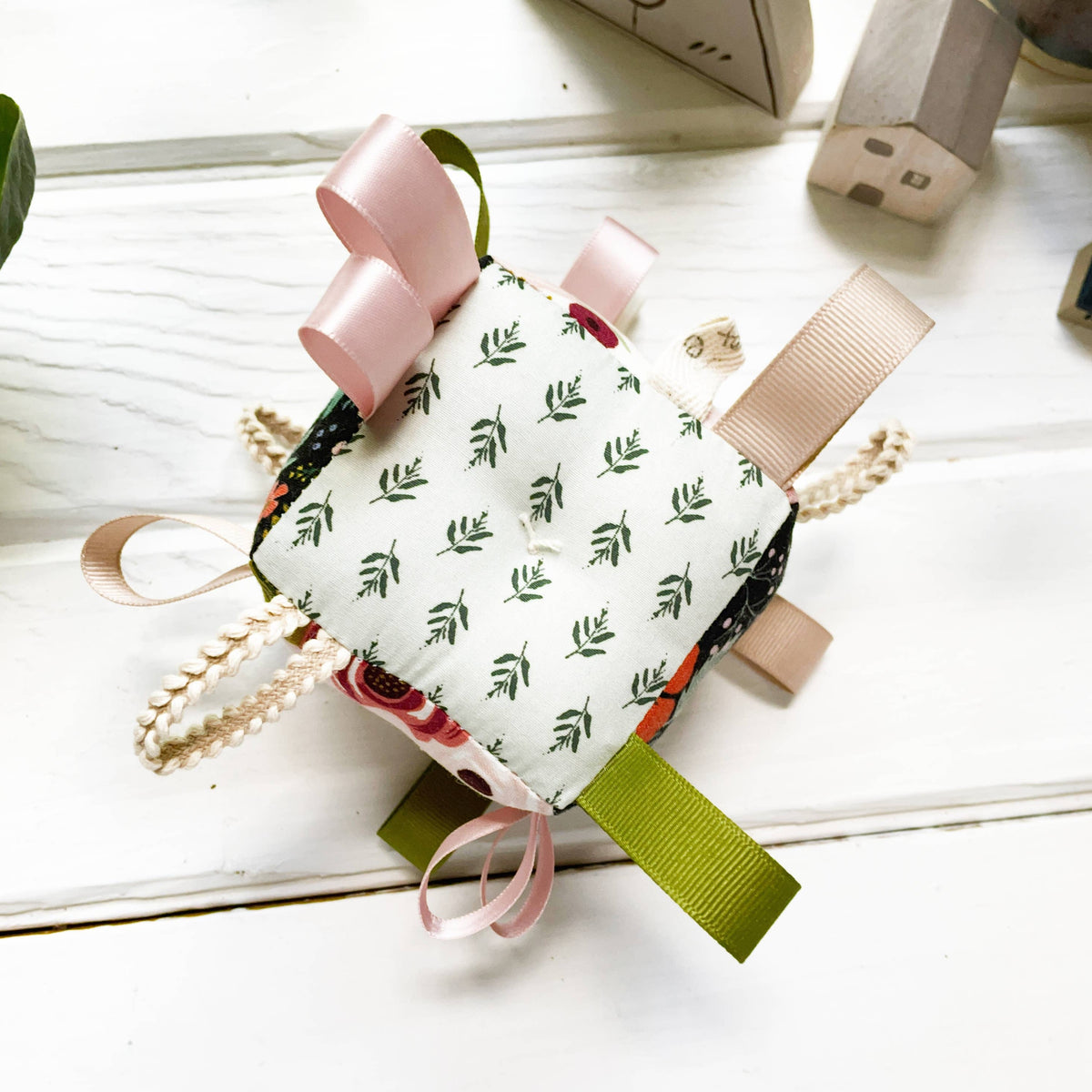 Floral Baby Rattle Block