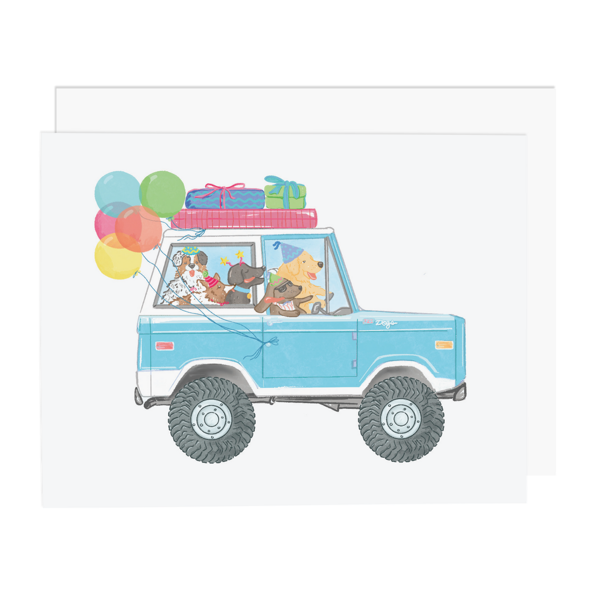 Colorful illustration of a truck with various items on a white background