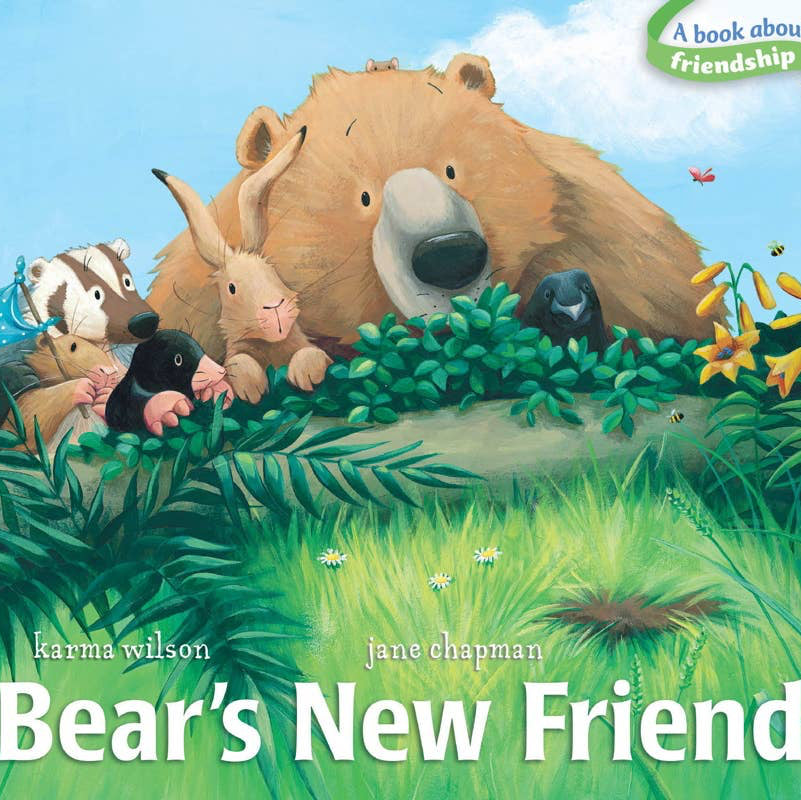 Book cover of 'Bear's New Friend' featuring cartoon animals in a forest setting.