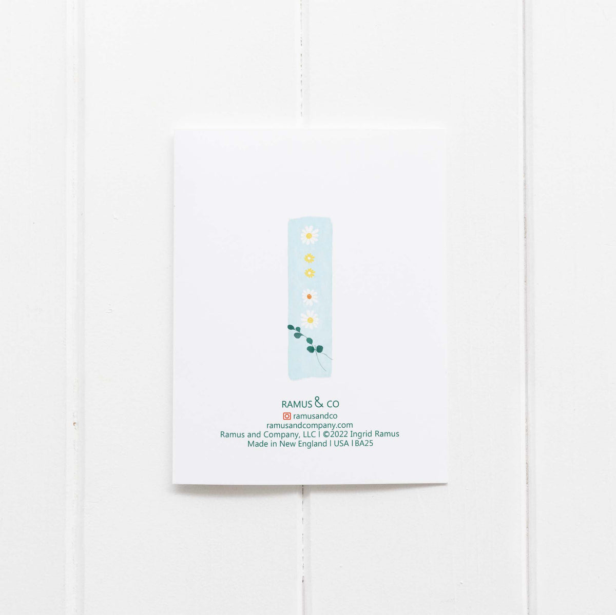 card with a brand logo on a white background