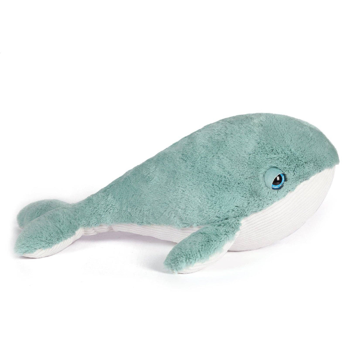 Plush toy whale on a white background
