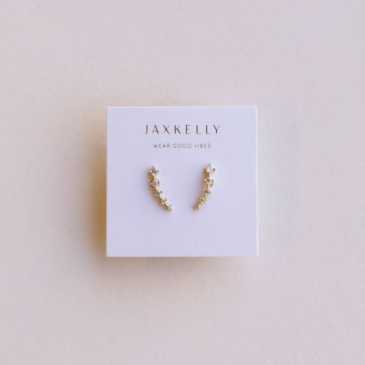 Crawler - White CZ - Gold Earrings