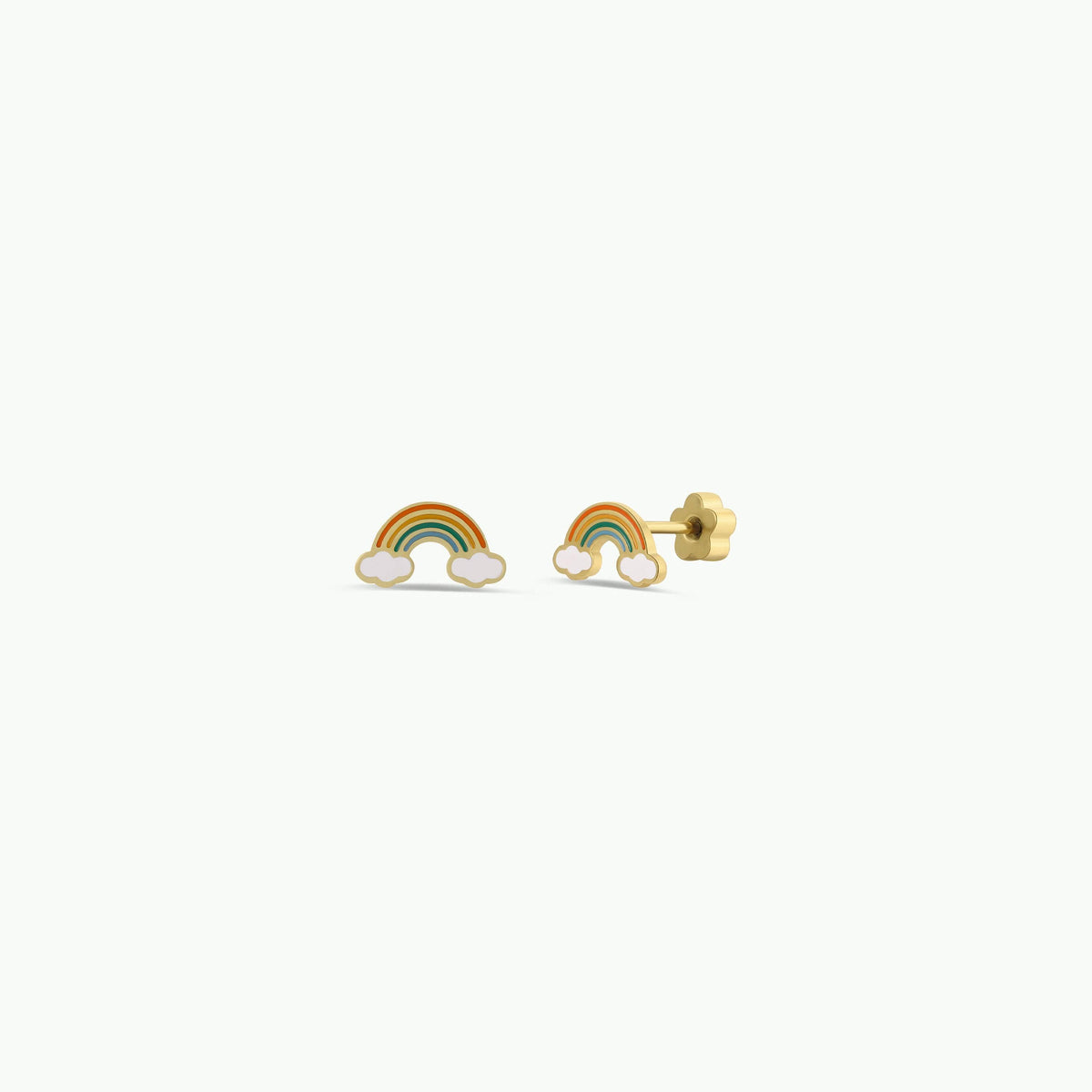 Rainbow-shaped earrings on a white background