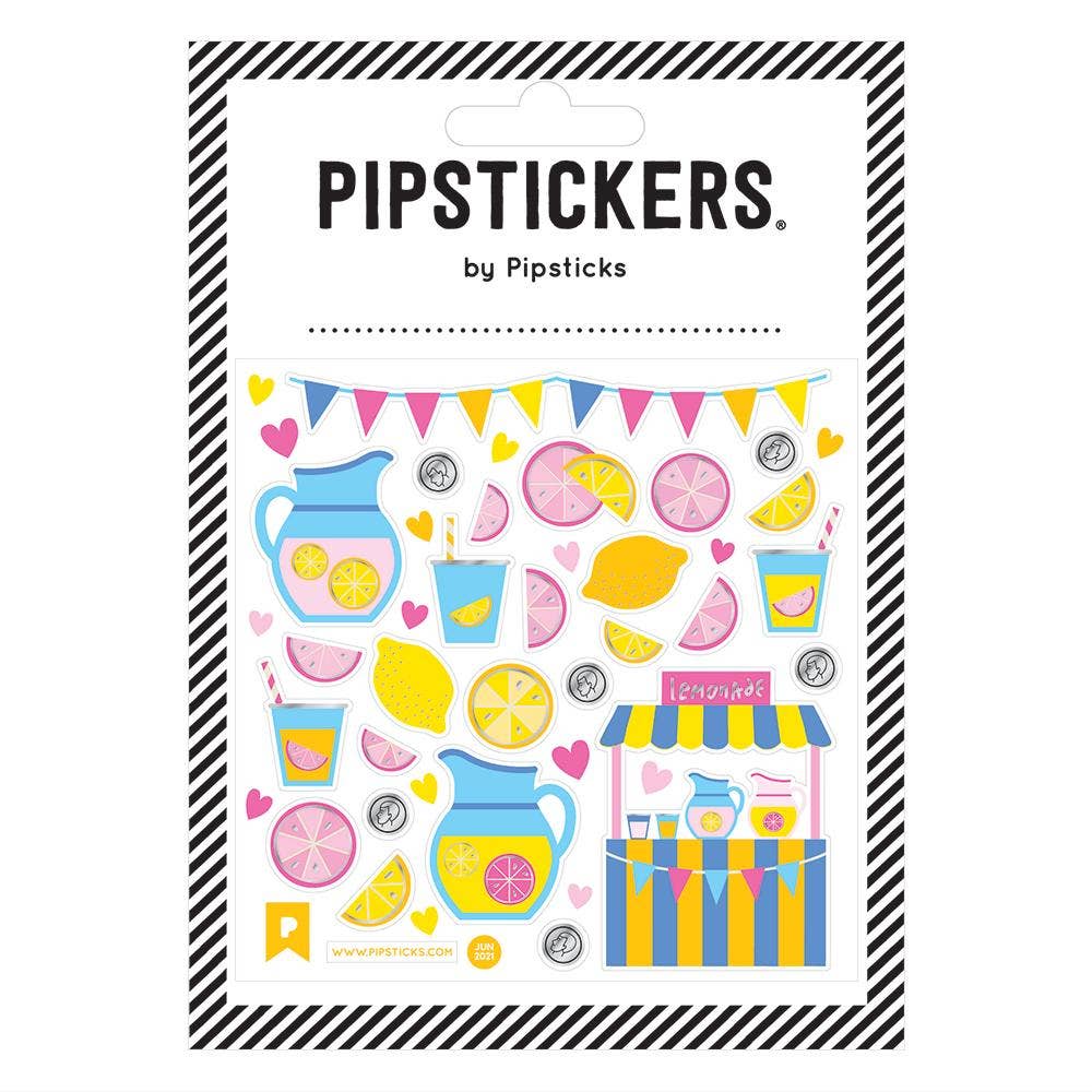 Packaging of Pipsticks stickers with lemonade-themed design on a white background