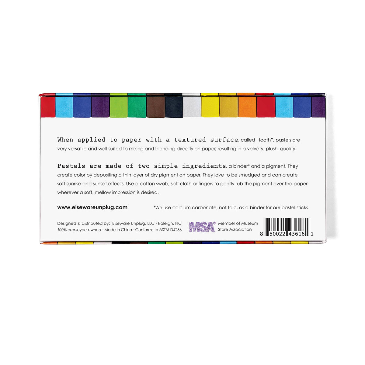Color swatch card with pastel colors on a white background