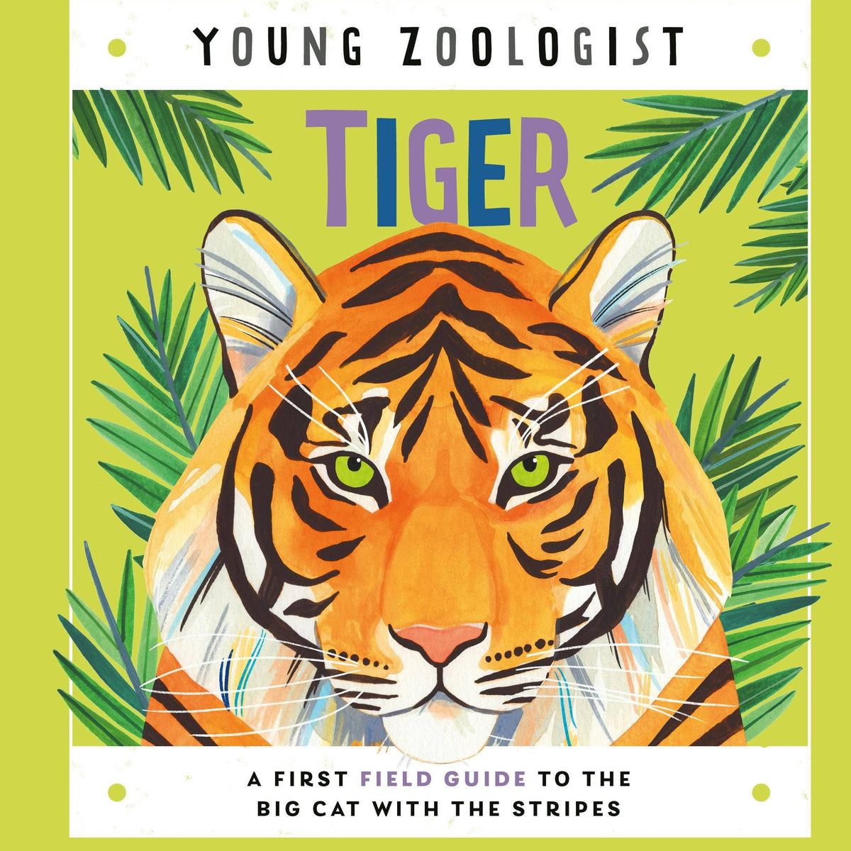Book cover of 'Tiger' from 'Young Zoologist' series with a tiger illustration on a green background.