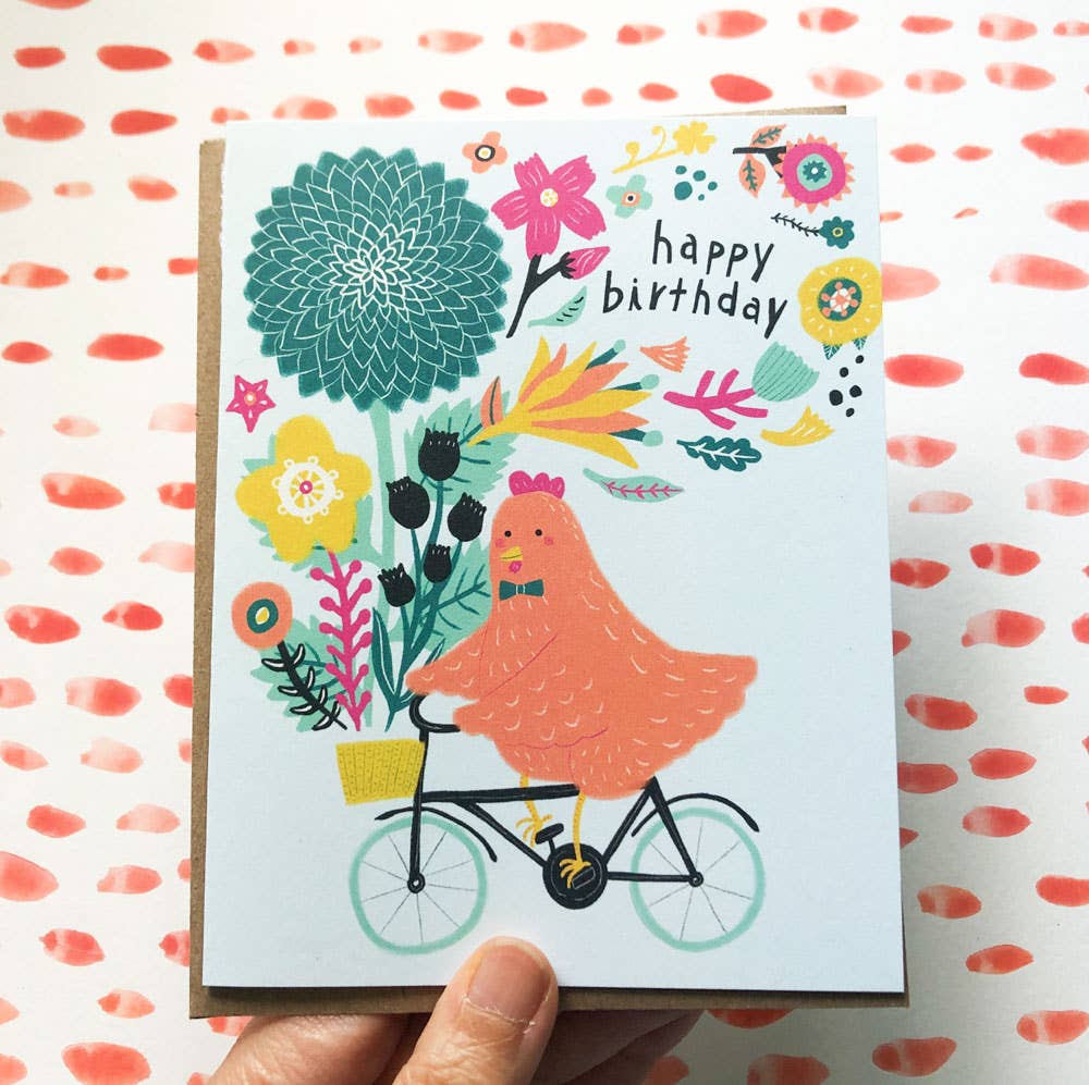 Chicken on Bicycle Happy Birthday