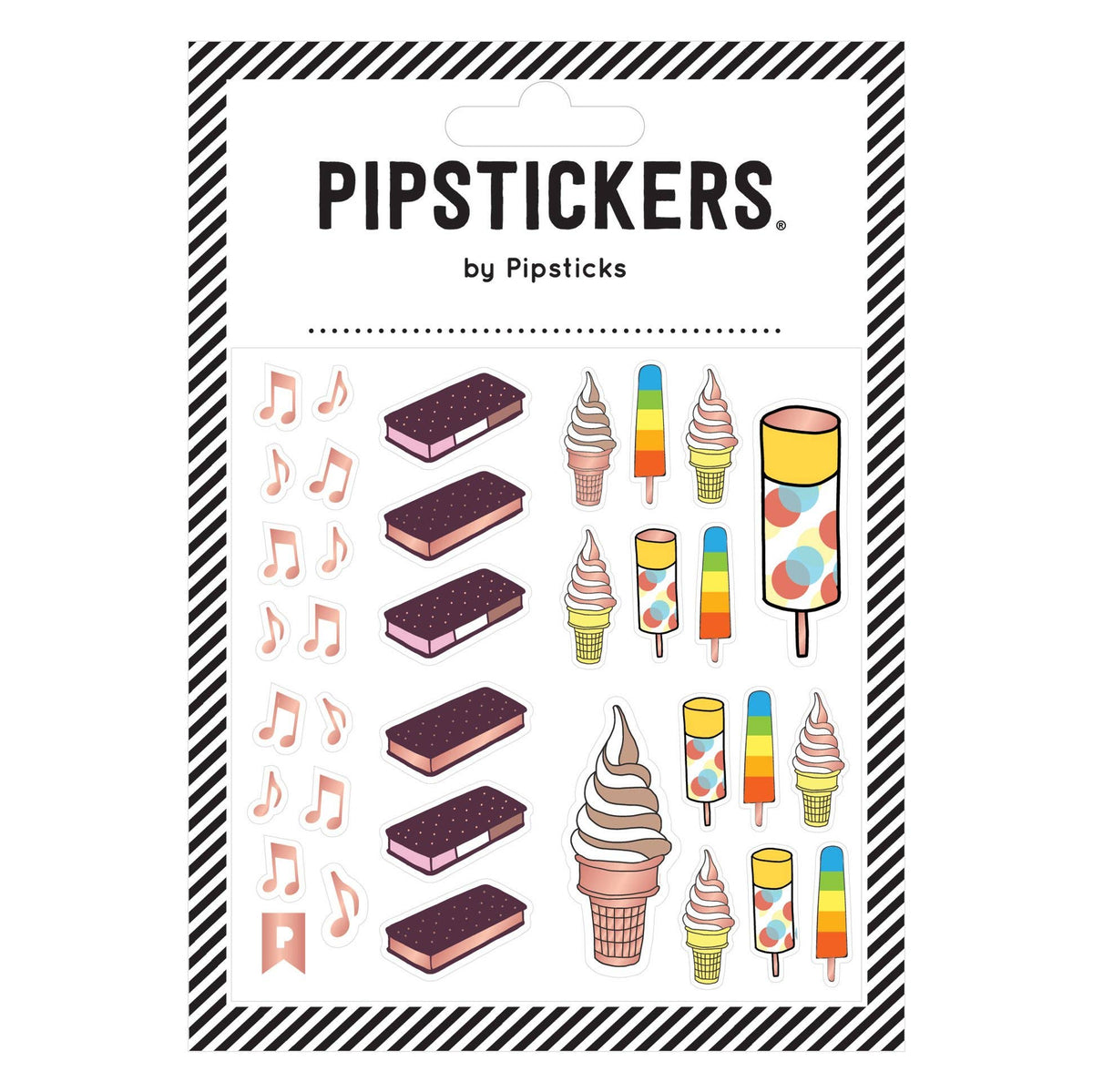 Packaging of Pipsticks stickers featuring ice cream and popsicle designs.