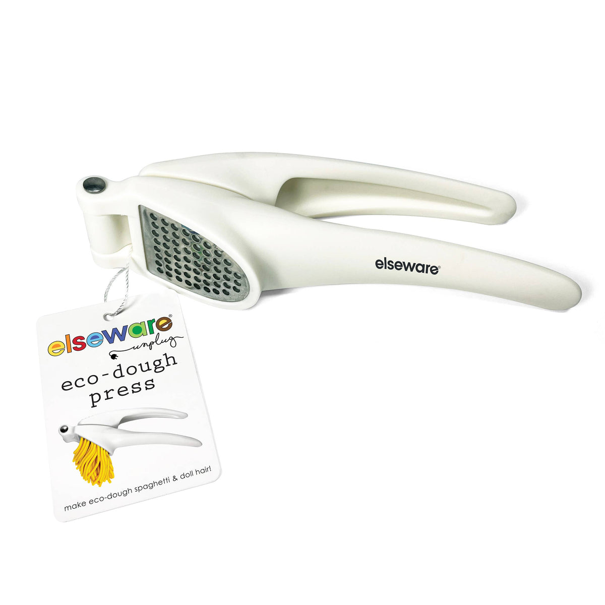 White eco-dough press with 'elseware' branding on a white background