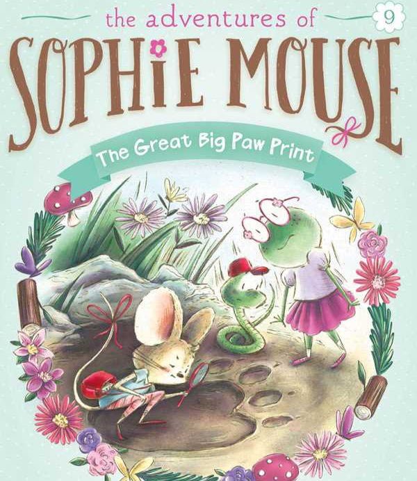 Book cover of 'The Adventures of Sophie Mouse: The Great Big Paw Print' with illustrations and text.