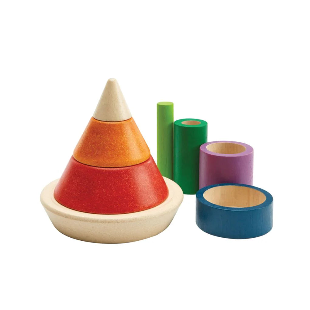 Colorful wooden stacking shapes