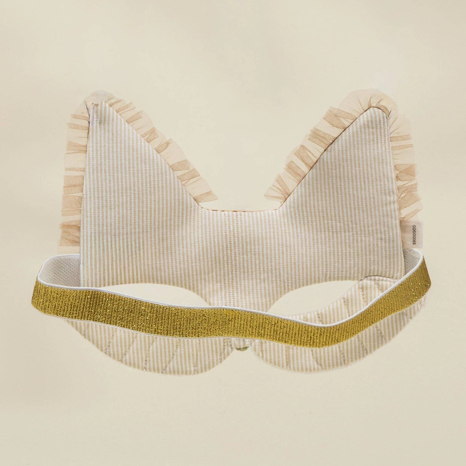 Felt fox-shaped mask on a beige background with 'Coco & Village' branding.