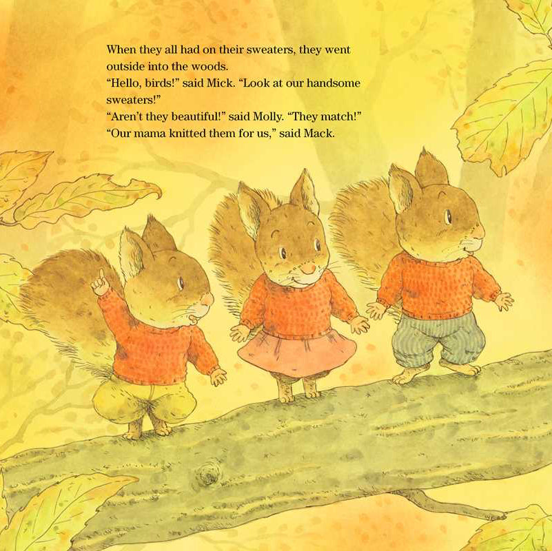Book cover of 'Hooray for Fall!' with squirrels in autumn clothing on a yellow background.