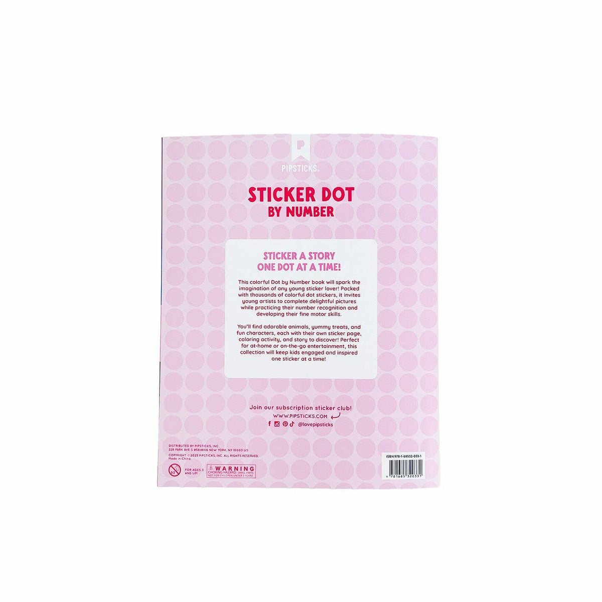 Pink packaging with 'Sticker Dot by Number' branding on a white background
