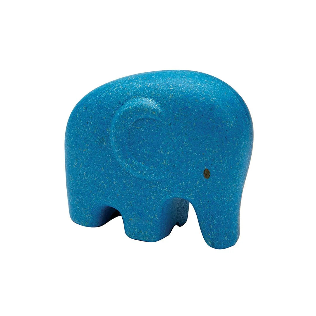Blue elephant-shaped toy on a white background